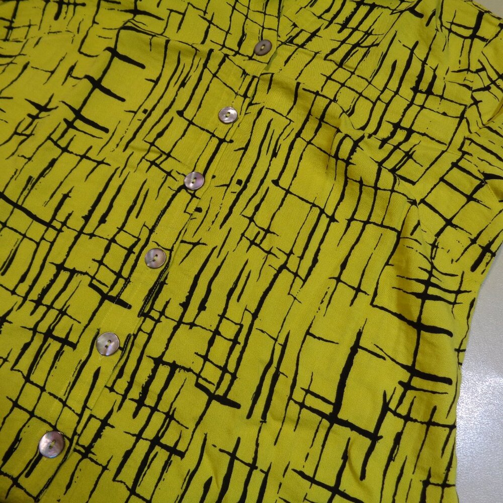 John Mark Yellow Patterned Button Down Blouse, Si… - image 7